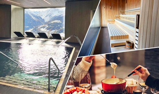 Entrées aux Bains du Cervin avec accès au SPA et Plat du jour avec entrée ou dessert ou Fondue au fromage pour 2 personnes