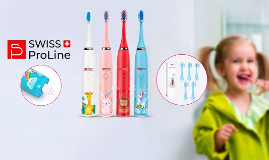 Brosse à dents électrique sonique sans fil pour enfants Swiss ProLine