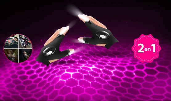 Gants LED 2en1 pratique avec lumière intégrée