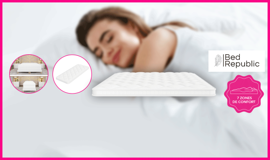 Surmatelas à mémoire de forme haute densité (5cm d'épaisseur et 7 zones de confort) BedRepublic