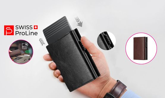 Porte-Monnaie en cuir avec protection RFID Swiss ProLine
