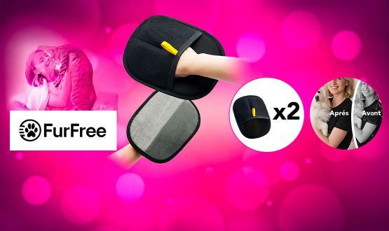 Set de 2 gants anti poils magique pour animaux (vêtements, canapé, voiture, lit ...) FurFree