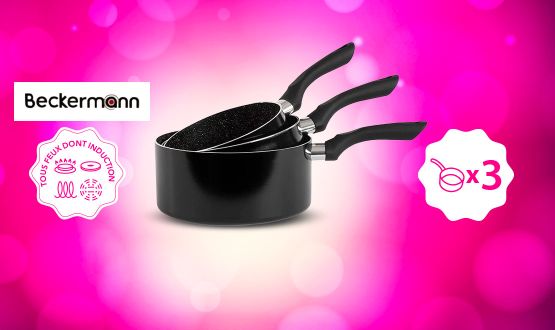 Set de 3 casseroles tous feux dont Induction BECKERMANN