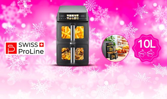 Friteuse à air chaud Air Fryer 10L (sans huile) avec double compartiments superposés Swiss ProLine