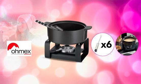 Caquelon à Fondue en céramique avec 6 fourchettes OHMEX