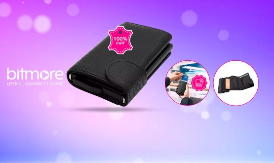 Porte-cartes en cuir avec protection RFID BITMORE