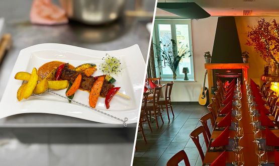 Menu Brochette de bœuf tandoori avec accompagnement, entrée et dessert dès 2 personnes