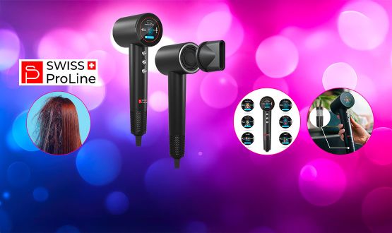 Sèche-cheveux ionique plasma avec écran LED tactile Swiss ProLine