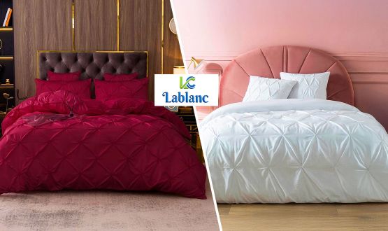 Set housse de duvet et d'oreillers avec effet plissée hypoallergénique LABLANC