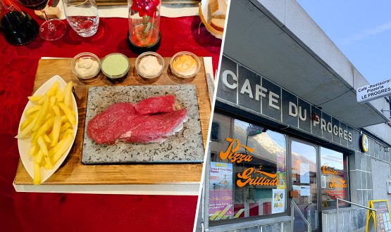 Menu faux filet de boeuf sur ardoise avec entrée et dessert dès 2 personnes