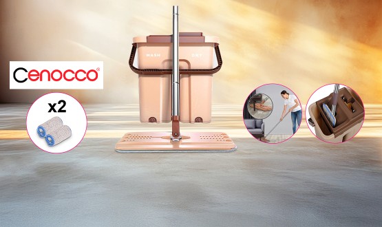 Panosse 2en1 pratique avec 2 serpillières en microfibre inclus CENOCCO