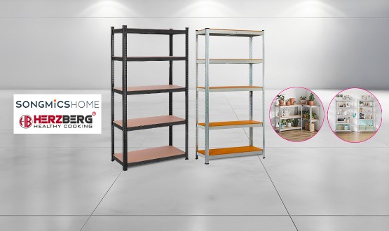 Etagère de rangement ultra robuste en acier équipée de 5 plateaux HERZBERG - SONGMICS
