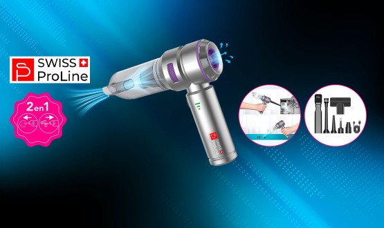 Aspirateur à main sans fil avec 10 accessoires Swiss ProLine