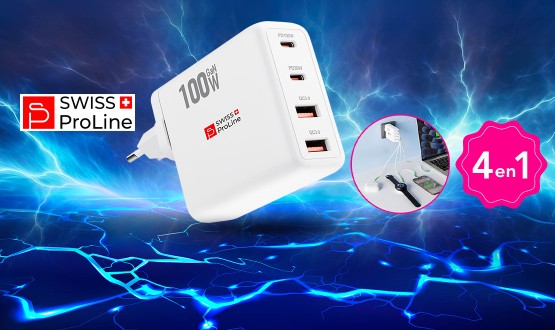 Chargeur 4en1 rapide avec câble USB-C inclus Swiss ProLine