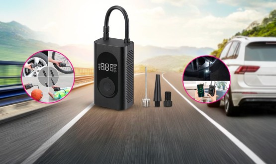 Compresseur d'air sans fil rechargeable pour voiture, vélo, et autres objets gonflables