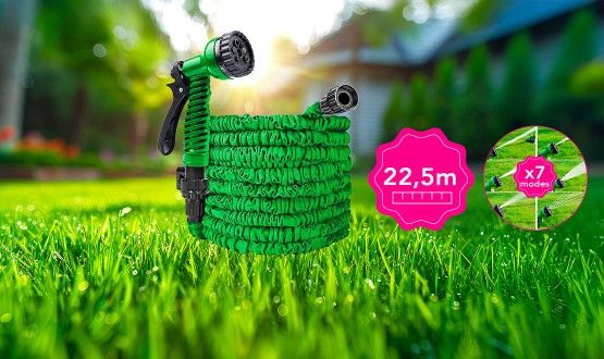 Tuyau d'arrosage extensible (22,5m) avec 7 modes de jets