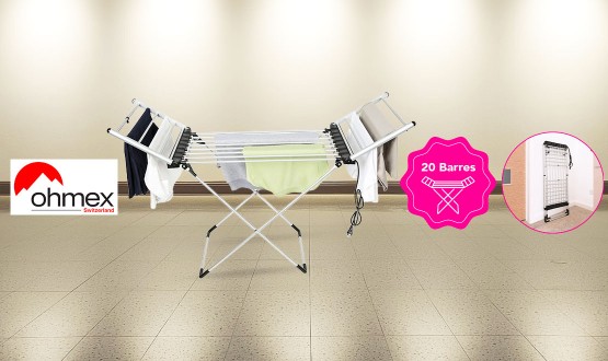 Etendoir à linge électrique pliable 20 barres OHMEX