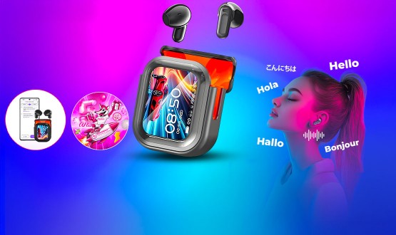Écouteurs-Traducteur révolutionnaire 3en1 sans fil Bluetooth avec écran tactile