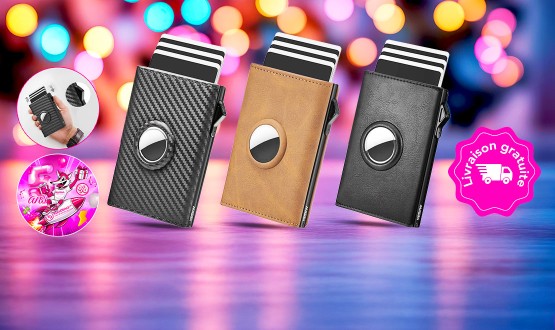 Porte-Monnaie en cuir avec tracker intégré et protection RFID - Livraison gratuite