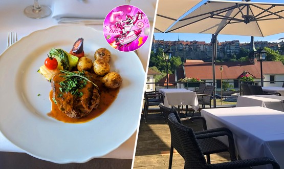 Menu Entrecôte de boeuf avec Entrée au poulpe et Dessert au chocolat pistache dès 2 personnes