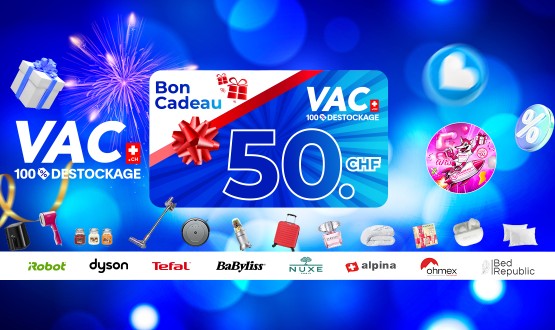 Bon d'une valeur de CHF 50.- valable sur tout le site VAC.ch