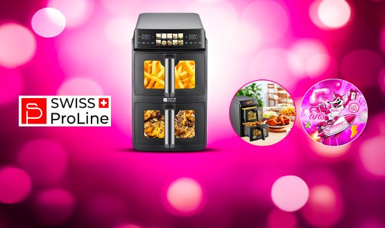 Friteuse à air chaud Air Fryer 10L (sans huile) avec double compartiments superposés Swiss ProLine