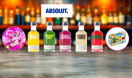 Coffret découverte de 5 vodkas aromatisées ABSOLUT