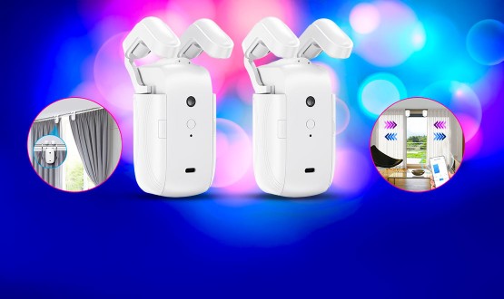 Set de 2 Ouvre-Rideaux Automatiques connectés sans fil rechargeables