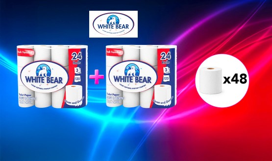 Set de 48 rouleaux de papier toilette triple épaisseur WHITE BEAR