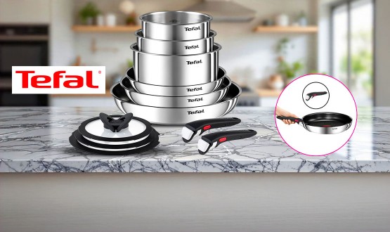 Batterie de cuisine 11 pièces avec poignée amovible tous feux dont Induction Ingenio TEFAL