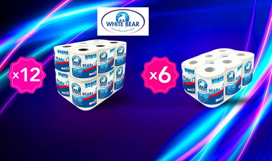 Set de rouleaux Papier Ménage XXL (1500 feuilles) double épaisseur WHITE BEAR