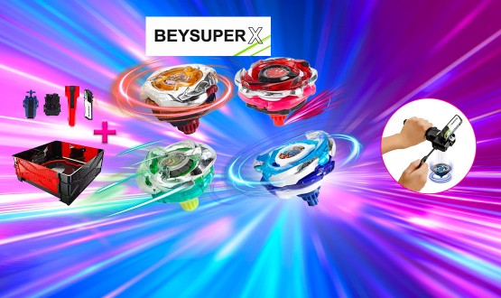 Set de 4 toupies avec 1 arène BEYSUPER X