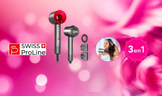 Sèche-cheveux ionique 3en1 (3 accessoires) Swiss ProLine