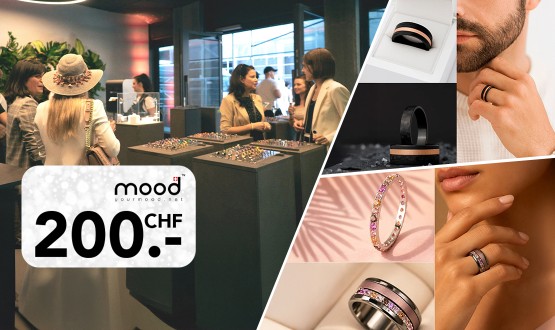 Bon d'une valeur de CHF 200.- chez mood valable en ligne et en boutique