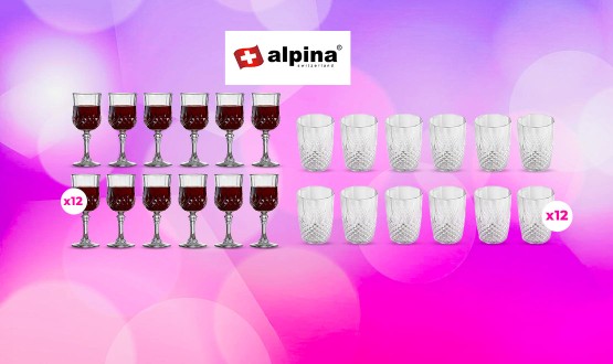 Set de 12 verres à vin ou eau incassables ALPINA