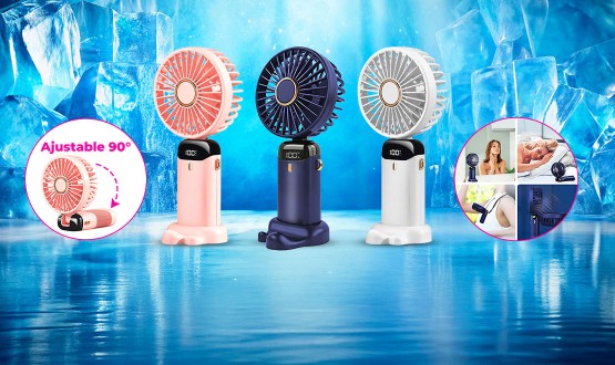 Ventilateur de poche pliable et rechargeable multifonctions