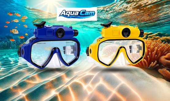 Masque de plongée connecté rechargeable avec caméra intégrée AQUACAM