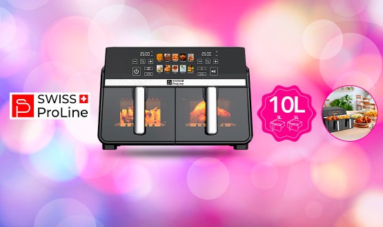 Friteuse à air chaud Air Fryer 10L (sans huile) avec double compartiments Swiss ProLine