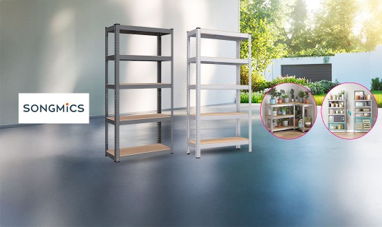 Etagère de rangement ultra robuste en acier équipée de 5 plateaux SONGMICS