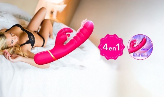 Sextoys 4en1 RABBY (Vibration, Masseur, Gode et Stimulateur Point G)