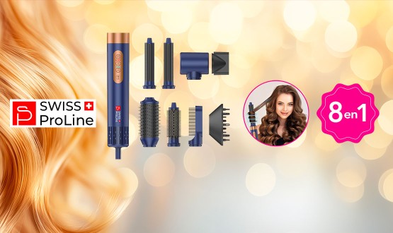 Brosse professionnelle ionique 8en1 (8 accessoires) Swiss ProLine