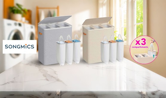 Panier à linge pliable avec 2 compartiments SONGMICS