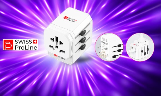 Adaptateur de voyage universel compatible dans 200 pays Swiss ProLine
