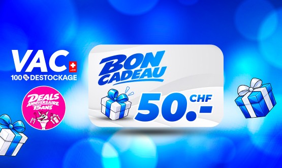 Bon d'une valeur de CHF 50.- valable sur tout le site VAC.ch