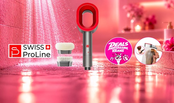 Pommeau de douche magnétique 3en1 (Soin purifiant, brosse nettoyante, brosse relaxante) Swiss ProLine