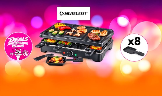 Appareil 2en1 raclette et grill 8 personnes SILVERCREST