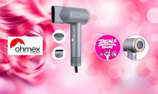 Sèche-cheveux ionique 2en1 (3 accessoires) OHMEX