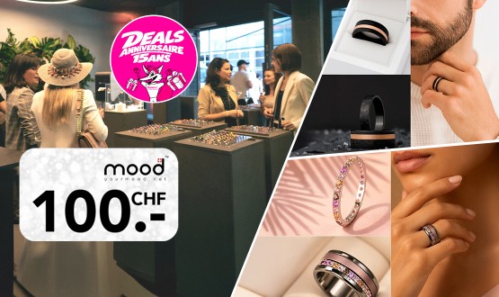 Bon d'une valeur de CHF 100.- chez mood valable en ligne et en boutique