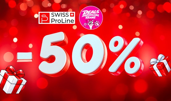 50% de RABAIS valable sur tout le site Swiss ProLine
