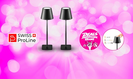 Set de 2 lampes chic LED sans fil tactile Swiss ProLine